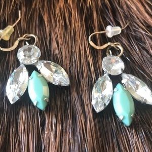 Beautiful teal and silver dangling Earrings
